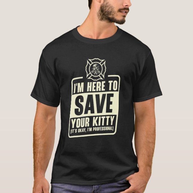 Camiseta Gato Resgate Profissional Bombeiro Gato Bombeiro F (Frente)