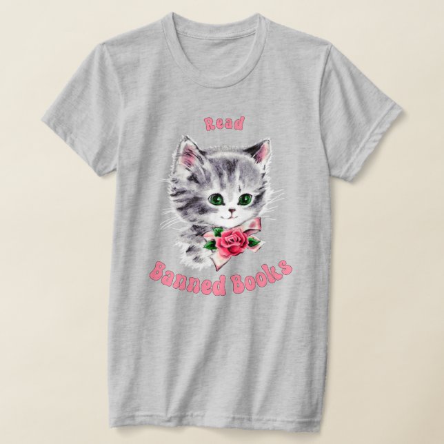 Camiseta Gato Retro Bonito - Leitura de Livros Banidos (Postura )