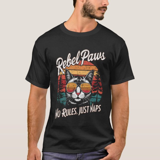 Camiseta Gato Retro com Óculos de Sol Divertido (Frente)