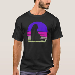 Camiseta Gato Retro Gato Vintage Silhueta Gatinho Animal 80