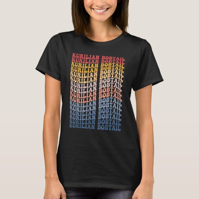 Camiseta Gato Retro Groovy Kurilian Bobtail (Frente)