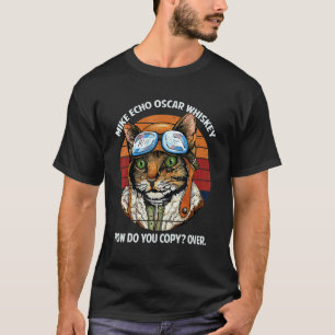 Camiseta Gato retrô piloto miado dono de gatinho pai de pel
