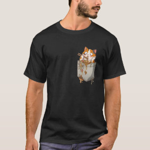 Camiseta Gato Retro Ramen Vintage Estilo Bolso Gato Engraça