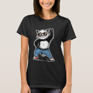 Camiseta Gato Retro Rock n Roll Amante de Gato Música