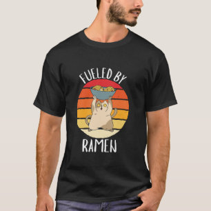 Camiseta Gato Retroativo Alimentado Por Ramen Vintage Ramen