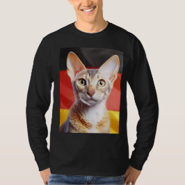 Camiseta Gato Rex Alemão Bandeira Alemã Ao Fundo