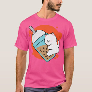 Camiseta Gato Rindo Neko Kawaii Boba Tea No Estilo De Anime