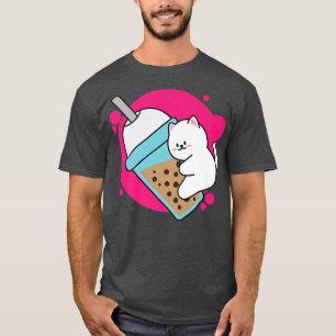 Camiseta Gato Rindo Neko Kawaii Boba Tea No Estilo De Anime