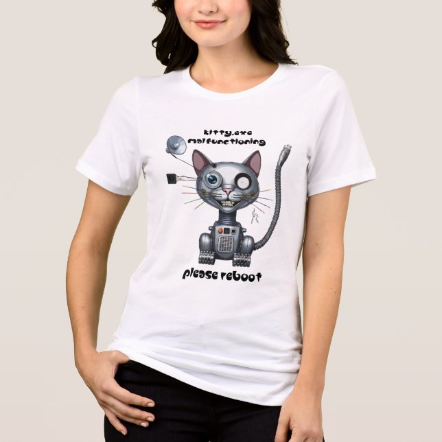 Camiseta Gato Robô Engraçado (Frente)