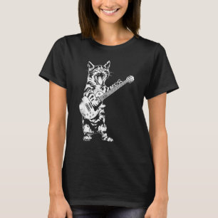 Camiseta Gato Rocker Funny Gatinho Joga Violão Gatos De Roc