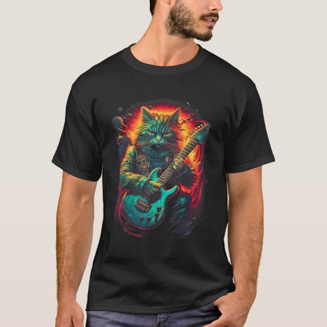 Camiseta Gato Rocker Pesado Feroz (Frente)