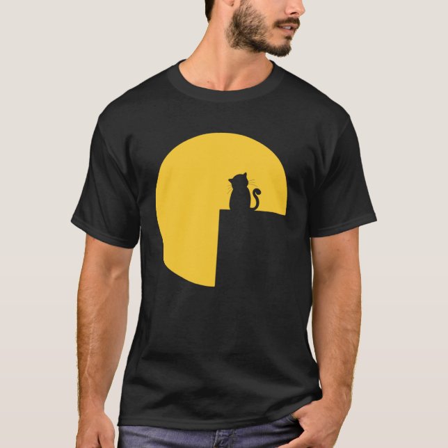 Camiseta Gato Romântico Lua Cheia  1 (Frente)