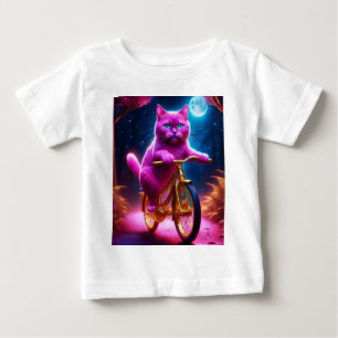 Camiseta Gato Rosa Em Um Caminho Cênico De Bicicleta De Our