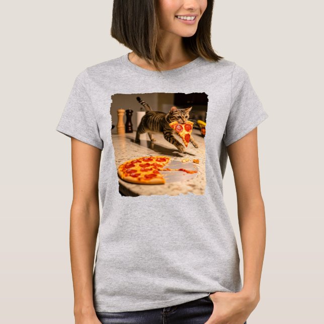 Camiseta Gato roubando pizza! (Frente)