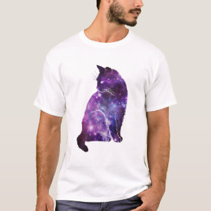 Camiseta Gato roxo da nebulosa do espaço