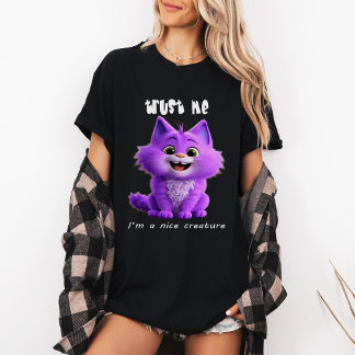 Camiseta Gato Roxo Fofo | Confie em Mim Sou uma Criatura Si