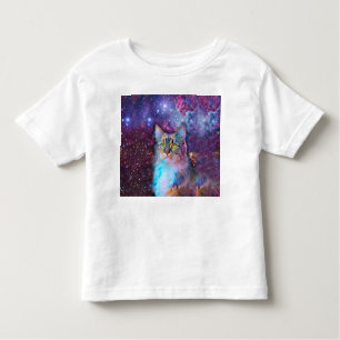 Camiseta Gato roxo no espaço