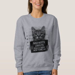 Camiseta Gato Ruim Polícia Felina Foto de Prisão Engraçado