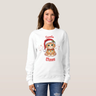 Camiseta Gato Ruivo Engraçado com Chapéu de Papai Noel no N