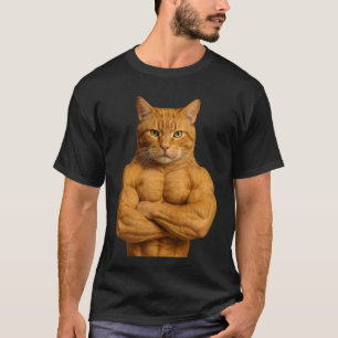 Camiseta Gato Ruivo Engraçado Fisiculturista
