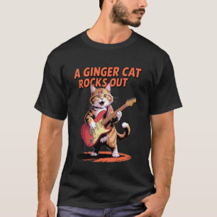 Camiseta Gato Ruivo Engraçado Tocando Guitarra Amante de Ga