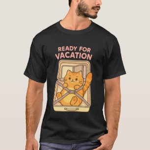 Camiseta Gato Ruivo Fofo e Divertido Empacotado em Mala par