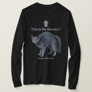 Camiseta Gato Russo Azul Engraçado – Este é o Meu Humano