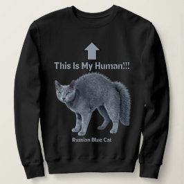 Camiseta Gato Russo Azul Engraçado – Este é o Meu Humano