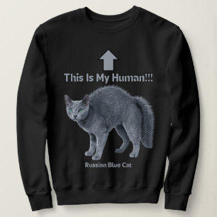 Camiseta Gato Russo Azul Engraçado – Este é o Meu Humano