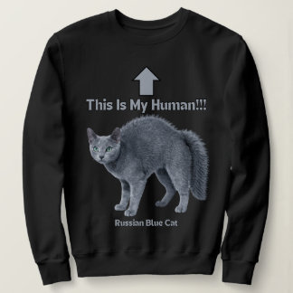 Camiseta Gato Russo Azul Engraçado – Este é o Meu Humano
