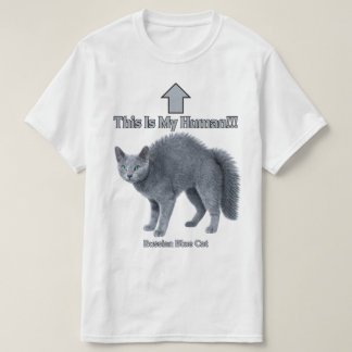Camiseta Gato Russo Azul Engraçado – Este é o Meu Humano