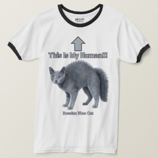 Camiseta Gato Russo Azul Engraçado – Este é o Meu Humano