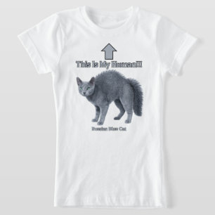 Camiseta Gato Russo Azul Engraçado – Este é o Meu Humano