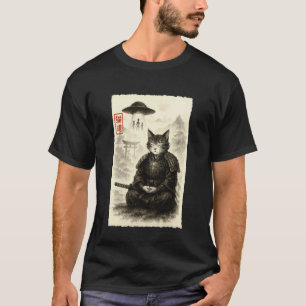 Camiseta Gato Samurai Alien OVNI Invasão Divertida Meme Sum