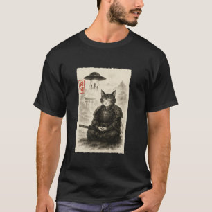Camiseta Gato Samurai Alien OVNI Invasão Divertida Meme Sum