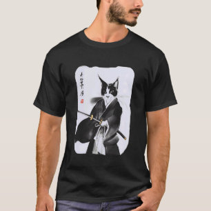 Camiseta Gato Samurai Arte do Guerreiro Japonês Ukiyo e Vin