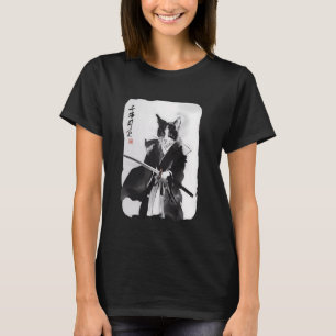 Camiseta Gato Samurai Arte do Guerreiro Japonês Ukiyo-e Vin