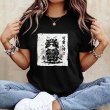 Gato Samurai Arte Japonesa Sumi-e Novidade Kawaii
