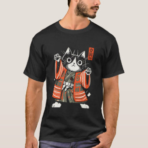 Camiseta Gato Samurai Arte Japonesa Ukiyo-e Guerreiro Diver