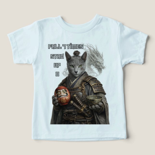 Camiseta Gato Samurai Azul Russo (Design frontal)