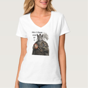 Camiseta Gato Samurai Azul Russo