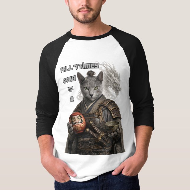 Camiseta Gato Samurai Azul Russo (Frente)