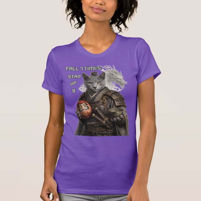 Camiseta Gato Samurai Azul Russo (Frente)