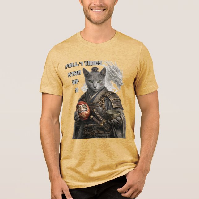 Camiseta Gato Samurai Azul Russo (Frente)