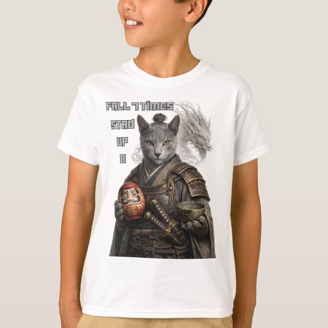 Camiseta Gato Samurai Azul Russo (Frente)