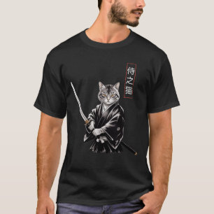 Camiseta Gato Samurai Destemido Com Guerreiro Japonês Katan
