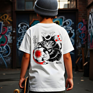 Camiseta Gato Samurai Elegante Japão Futebol Para Fãs de Fu