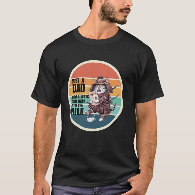 Camiseta Gato Samurai Engraçado Só Um Pai (Frente)