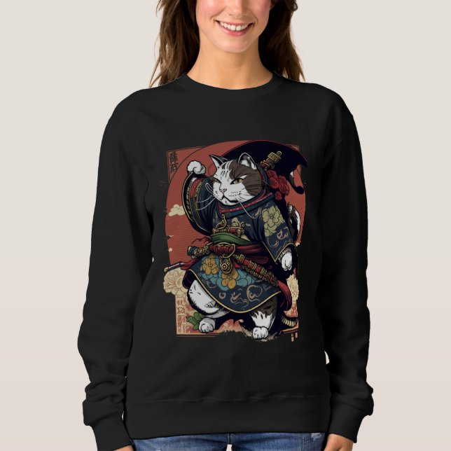 Camiseta Gato Samurai Estético Japão Bushido Gatos (Frente)