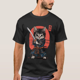 Camiseta Gato Samurai Filhote Arte Japonesa Ukiyo e Vintage